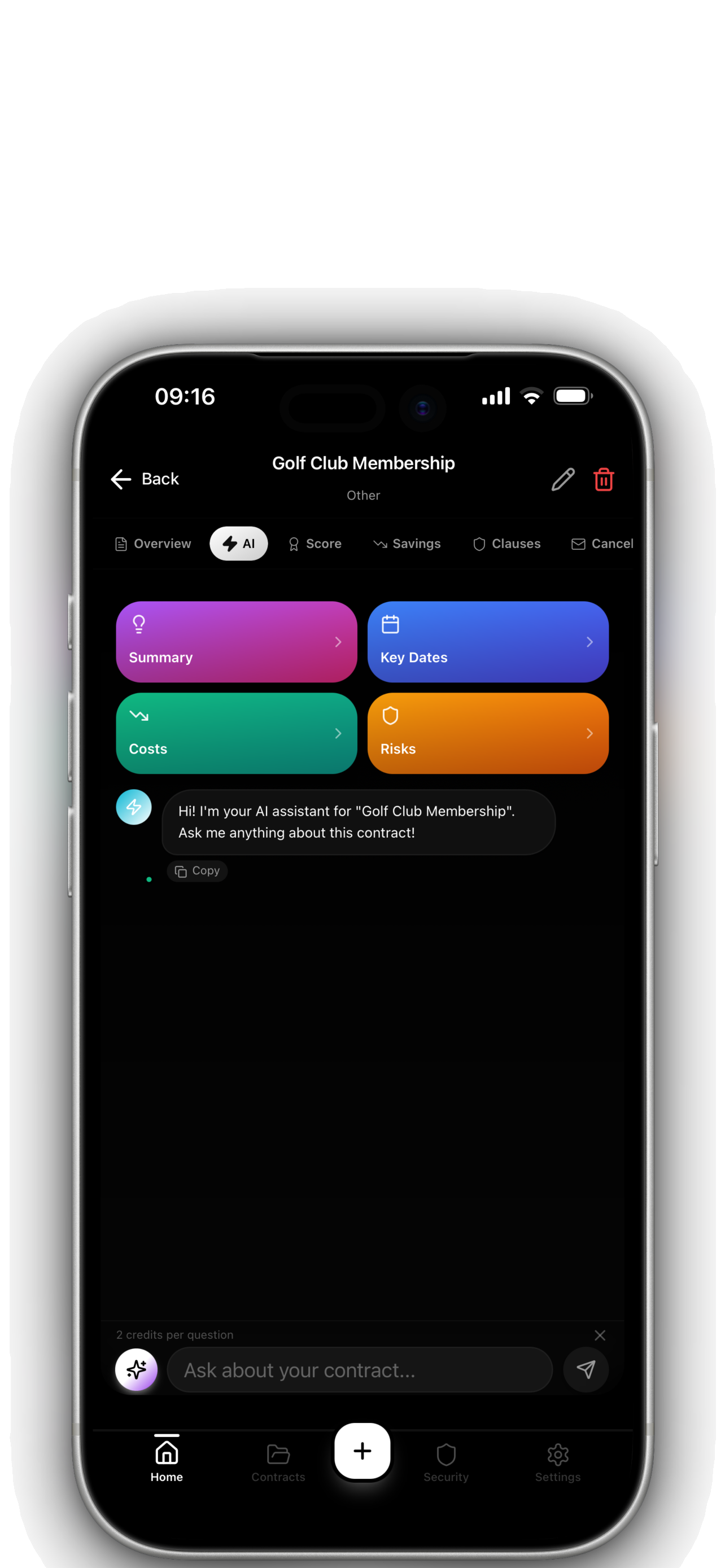 Clausy AI assistant answering contract questions