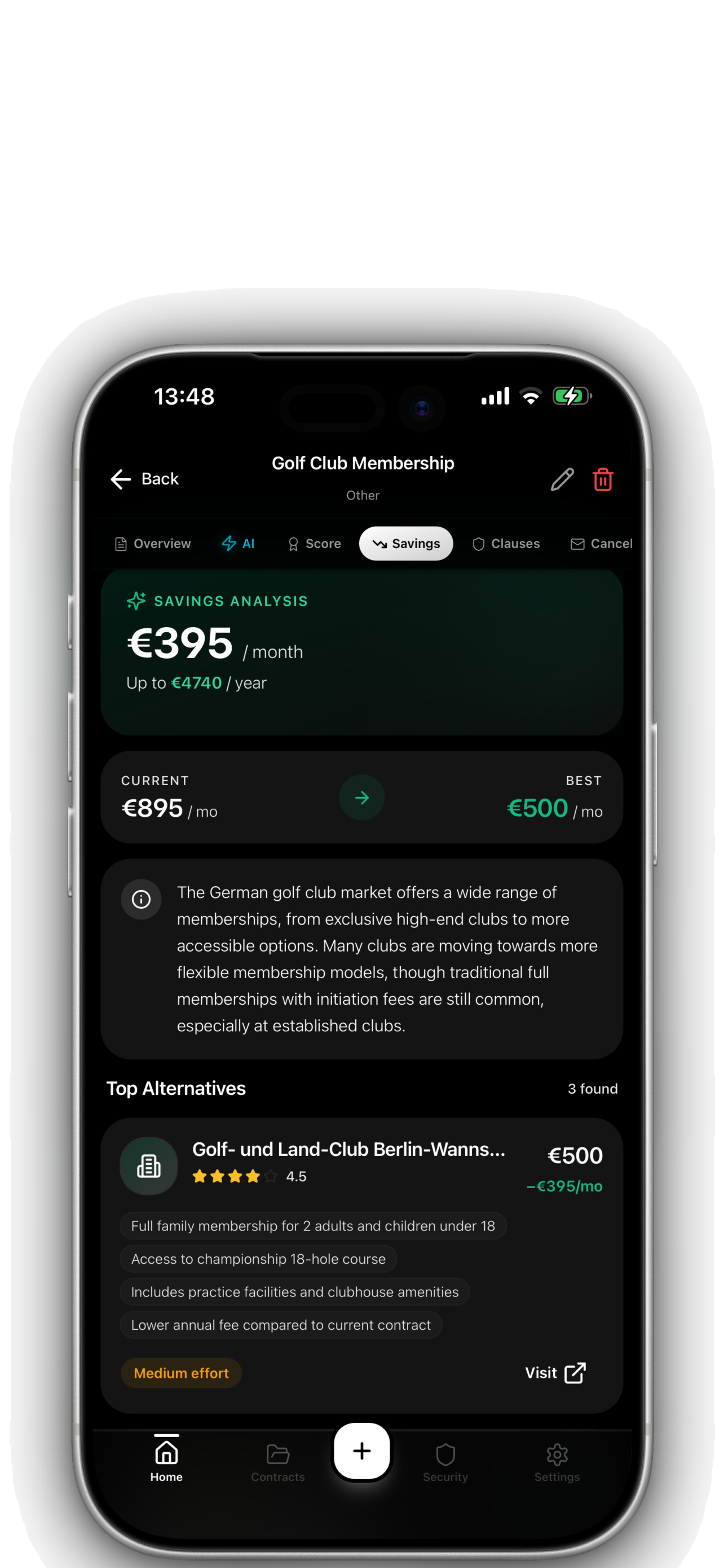 Clausy savings analysis with cheaper alternatives